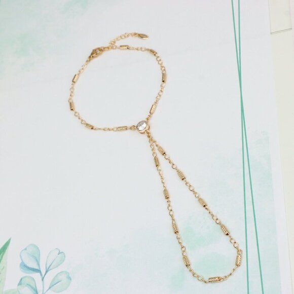 Elegant Rose Gold Plated Chain Bracelet with Sparkling Center Stone, XPBL0607 - Picture 3 of 12